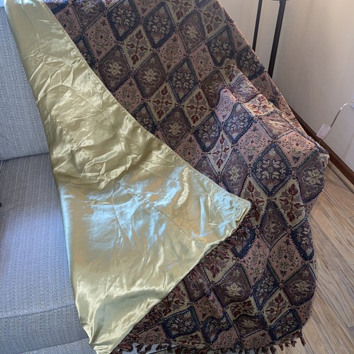 Vintage Pier One Beaded Tapestry Throw Diamond pattern 50"X60" Boho - Picture 5 of 6