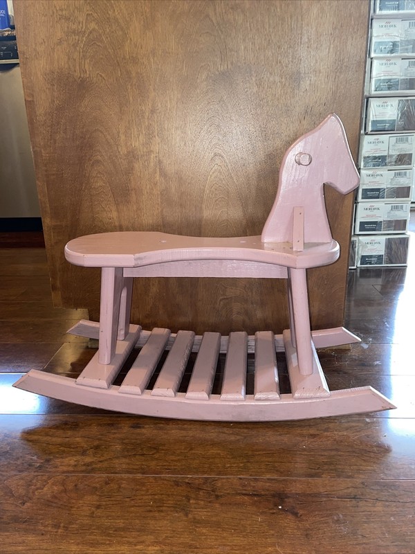 VINTAGE Purple Wooden Rocking Horse - 18” Tall
