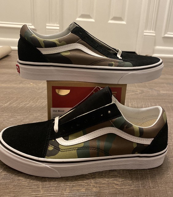 vans old skool woodland camo & black skate shoes