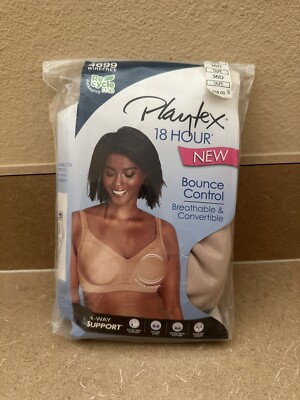 Playtex 18 Hour Bounce Control Wire Free Bra US4699 36D Taupe NEW SEALED