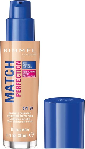Rimmel Match Perfection Foundation SPF20 24H Moisture Pore Blur Invisible 30ml - Picture 4 of 19