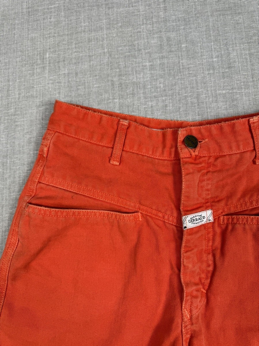 Marithe Francois Girbaud Orange Denim High Waisted Shorts Retro
