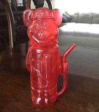 Showbiz Pizza Time Chuck E Cheese Vintage Red Plastic Bottle F.D