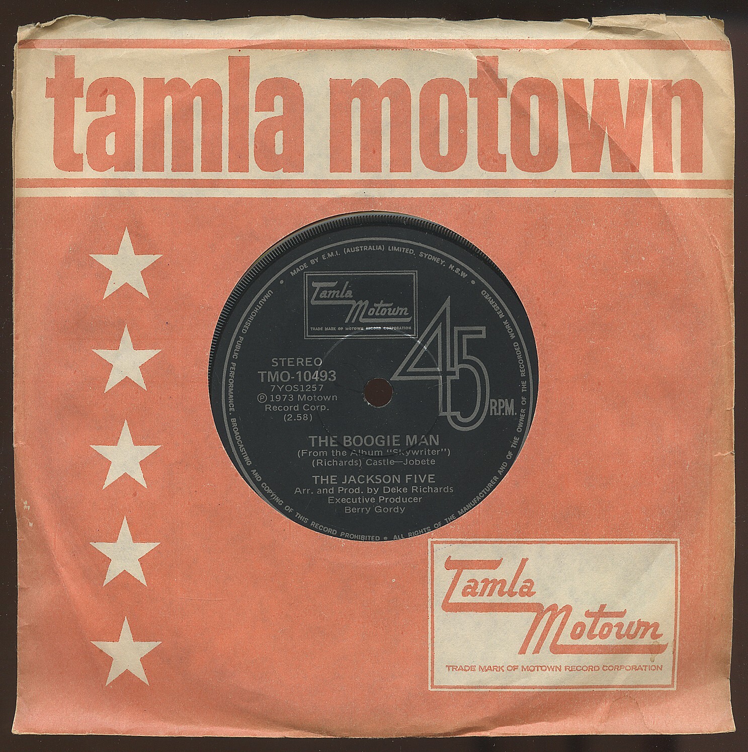 Rare Pop 45 - The Jackson Five - The Boogie Man - Tamla Motown - Import