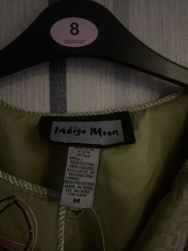 BNWT Indigo Moon Women’s Jacket Size Medium Cotton Viscose Green Embroidered - Picture 2 of 15