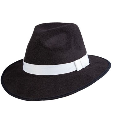 Erwachsene Gangster FEDORA Filzhut schwarz Deluxe Kostüm 20er Jackson Jazz Disco