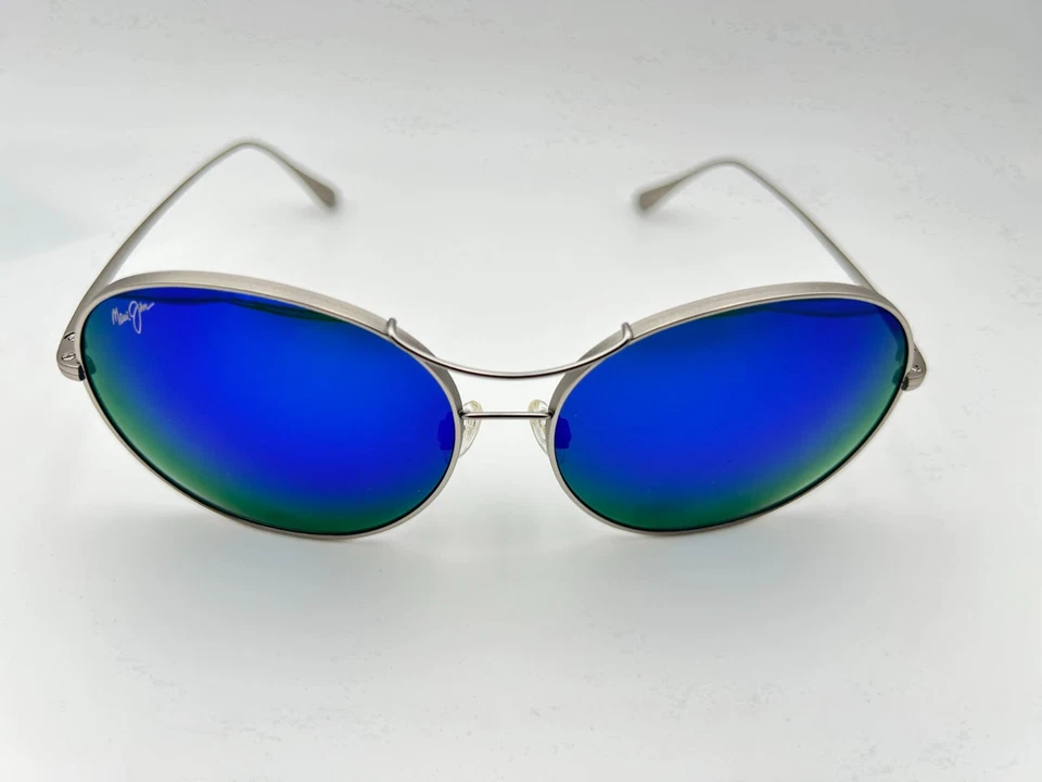 Gafas de sol polarizadas MAUI JIM MJ547 11B Opihi plateadas azules hawaianas titanio nuevas en caja Foto 2 de 4