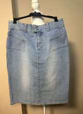 Vintage 90's Y2K Unions Bay Denim Midi Skirt Slit Biker Grunge Women Sz 9