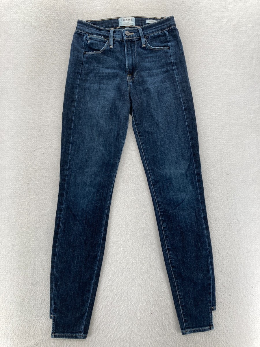 FRAME Le High Skinny Jeans Women's 24 Dark Wash Blue Stretch Denim