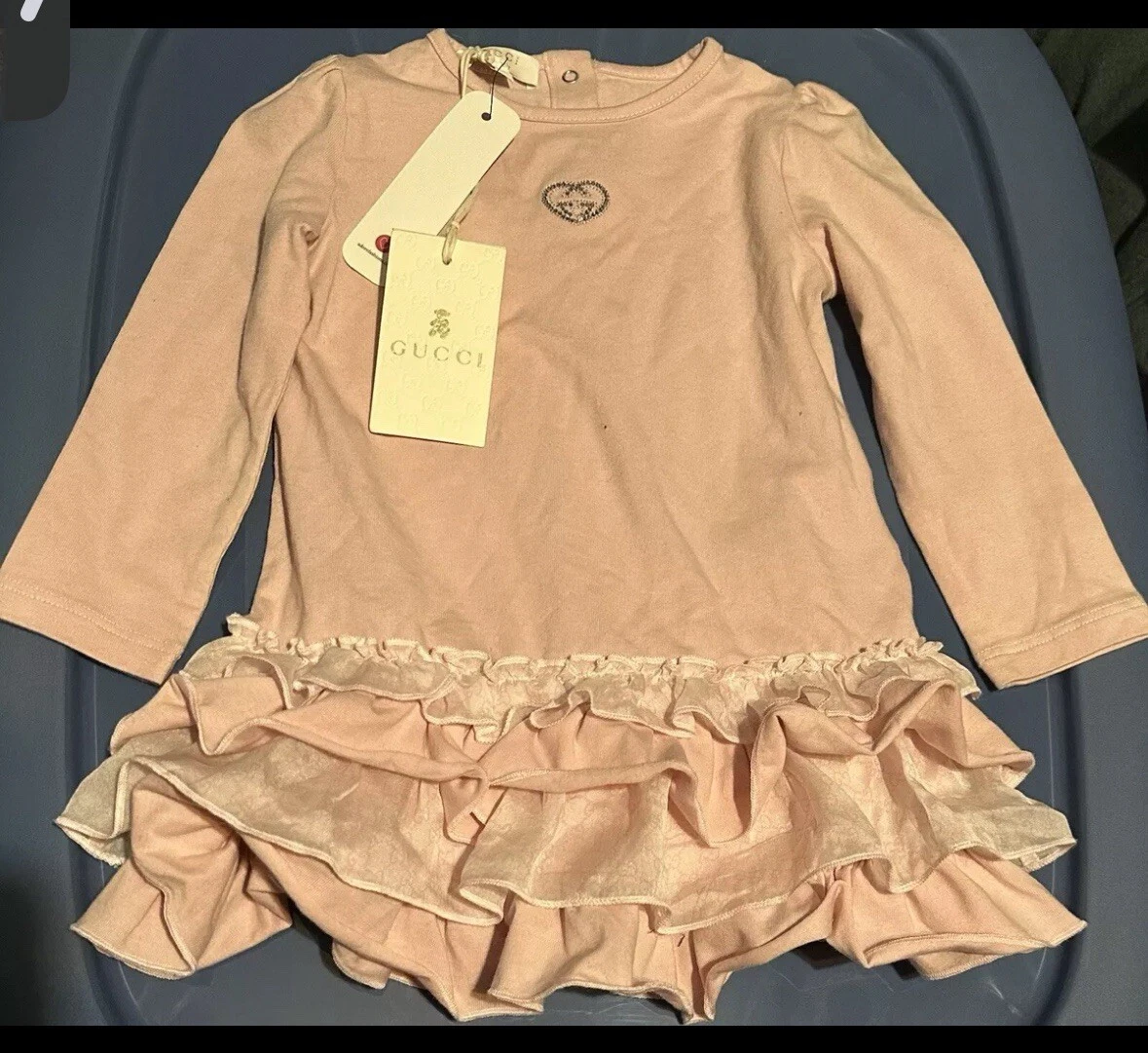 Autentico abito Gucci bambina rosa chiaro taglia 12 18 mesi