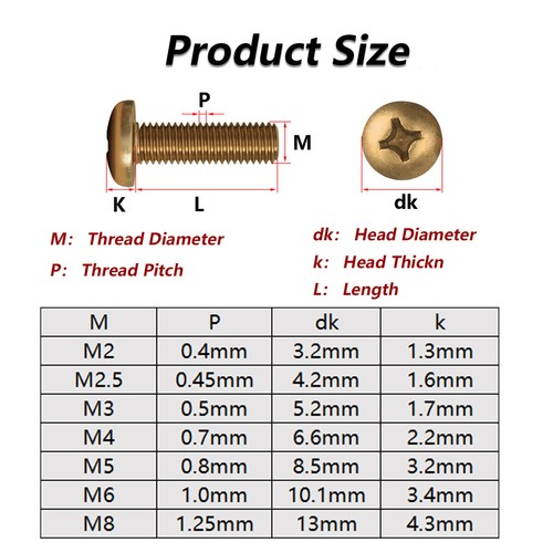 M2 M2,5 M3 M4 M5 M6 M8 Kreuzschlitz Pan Button Head Maschinenschrauben Kreuzantrieb Schrauben - Bild 2 von 79