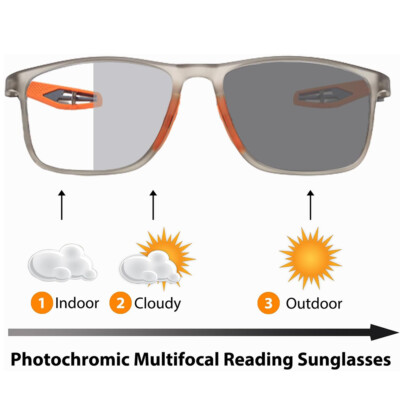 Multifocal Progressive Photochromic Reading Glasses Blue Light Blocking Readers