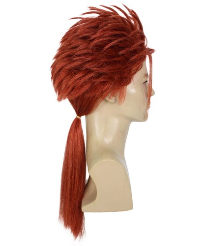HPO Adult Men's Fantasy Game Orange Ponytail Spiky Wig, Perfect for Halloween - Picture 5 of 9