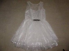 Blondie Nites Women's White Floral Lace Pleated Formal Dress  3/5  -  NWT $139