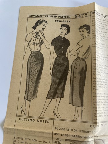 Vtg Advance 8475 Slim Pencil Skirt Woman Sewing Pattern Waist 25 NEW - Picture 4 of 7