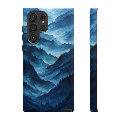 For iPhone / Galaxy / Pixel | Phone-Ink Case - Blue Forest Mountain Watercolor - 第 118/139 張圖片