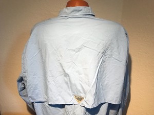 Mens-Columbia-PFG-Hiking-Fishing-L-S-Button-Front-Shirt-Extra-Large-XL-Lite-Blue