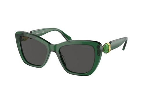 Swarovski SK6018 104587 Transparent Dark Green Women's 52 mm Sunglasses - 第 1/6 張圖片
