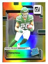 RATED ROOKIE CARD BREECE HALL Jets 2022 Donruss GOLD HOLO PRESS PROOF Card #314