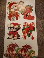 Vintage Christmas Cardboard Die Cut Wall Decorations Lot 9 Double Sided Woodland