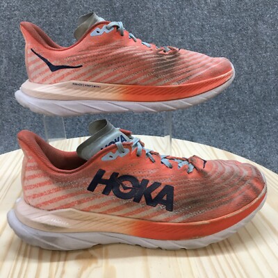 Hoka One One Shoes Womens 10 B Mach 5 Athletic Running Sneakers Orange Fabric