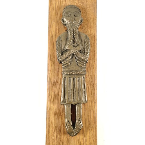 Statua in bronzo fuso a freddo su targa in legno - irlandese - vintage - Foto 2 di 6