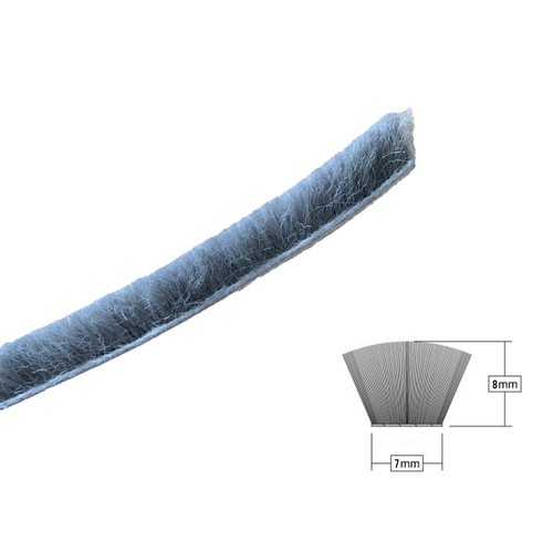 Door Draft Excluder Brush Strip Seal/Brush Pile 7 x 8mm High uPVC