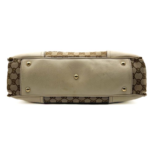GUCCI Princy Tote Bag Sherry Line GG Canvas Leather Ribbon Purse Authentic - Picture 4 of 24
