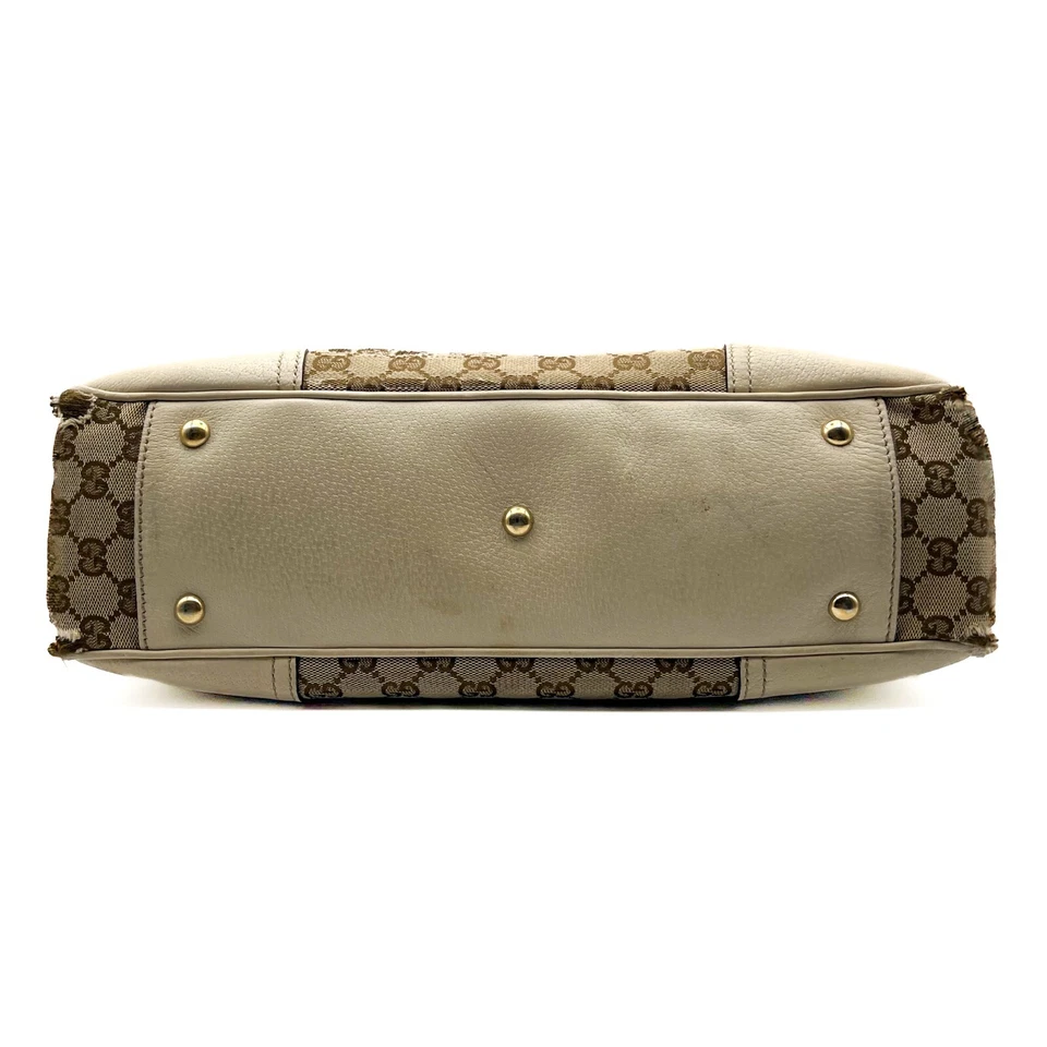 Auténtico bolso de mano GUCCI GG de lona de cuero Princy línea de jerez con cinta Foto 4 de 4