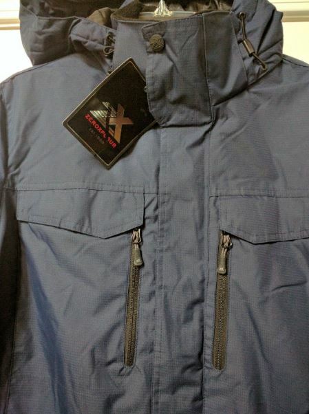 ZeroXposur Water Resistant Hooded Jacket L Navy Blue Long Sleeve