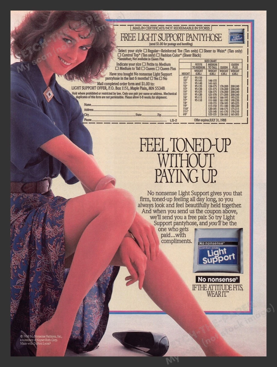 No Nonsense Light Support Pantyhose Wear It 1980s Print Advertisement Ad  1988