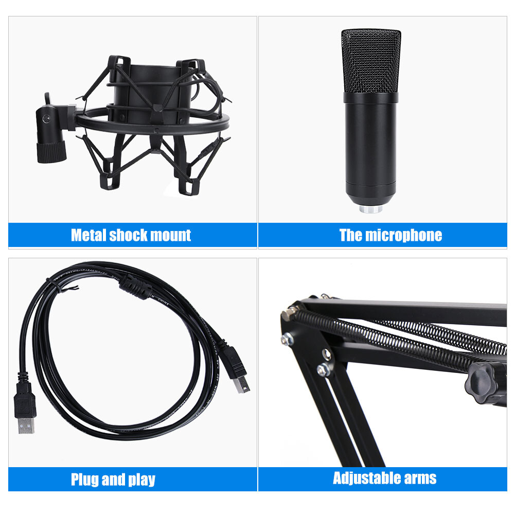 USB Streaming Podcast PC Microphone Studio Cardioid Condenser Live Mic