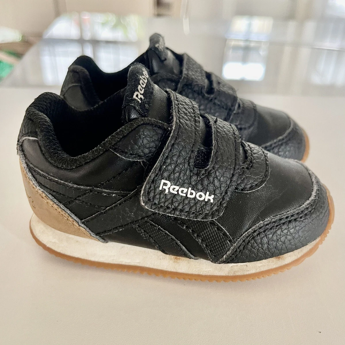 Reebok Classic Black Brown Infant Toddler Shoes UK size 3.5