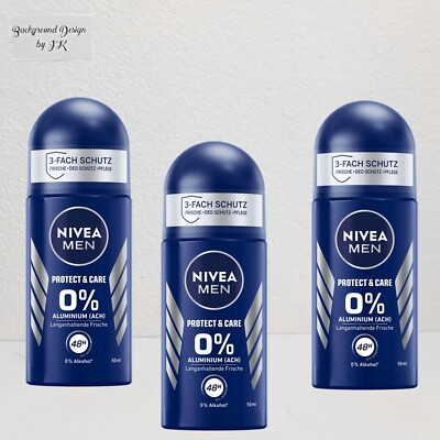 3x 50ml Nivea Men Protect & Care Deo Roller 48h Deodorant Roll on ohne Aluminium