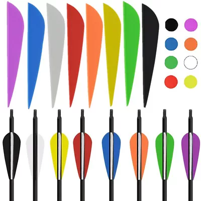 SURWOLF 50X Pfeile Feder 1.75" 2.5" 3Zoll Kunststoff Vanes Gummifedern Bogenschießen DIY