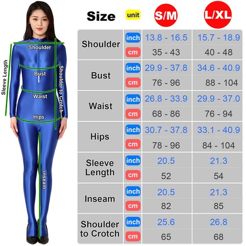 Damen Body Overall Glanz Satin Catsuit Zipper Wetlook Jumpsuit Langarm Bodysuit - Bild 7 von 26