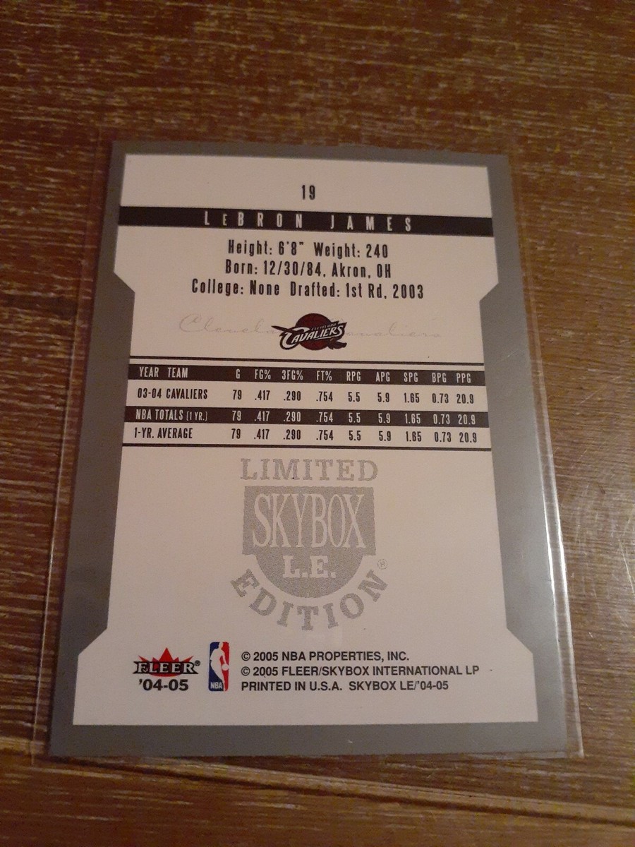 伝説の右腕　FLEER LIMITED SKYBOX EDITION 2004-05 Fleer Skybox Limited Edition LEBRON JAMES #19 Basketball