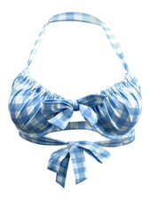 Isabella Rose Women's Chateau Gingham Swim Top Separates Swimsuit M, Chambray