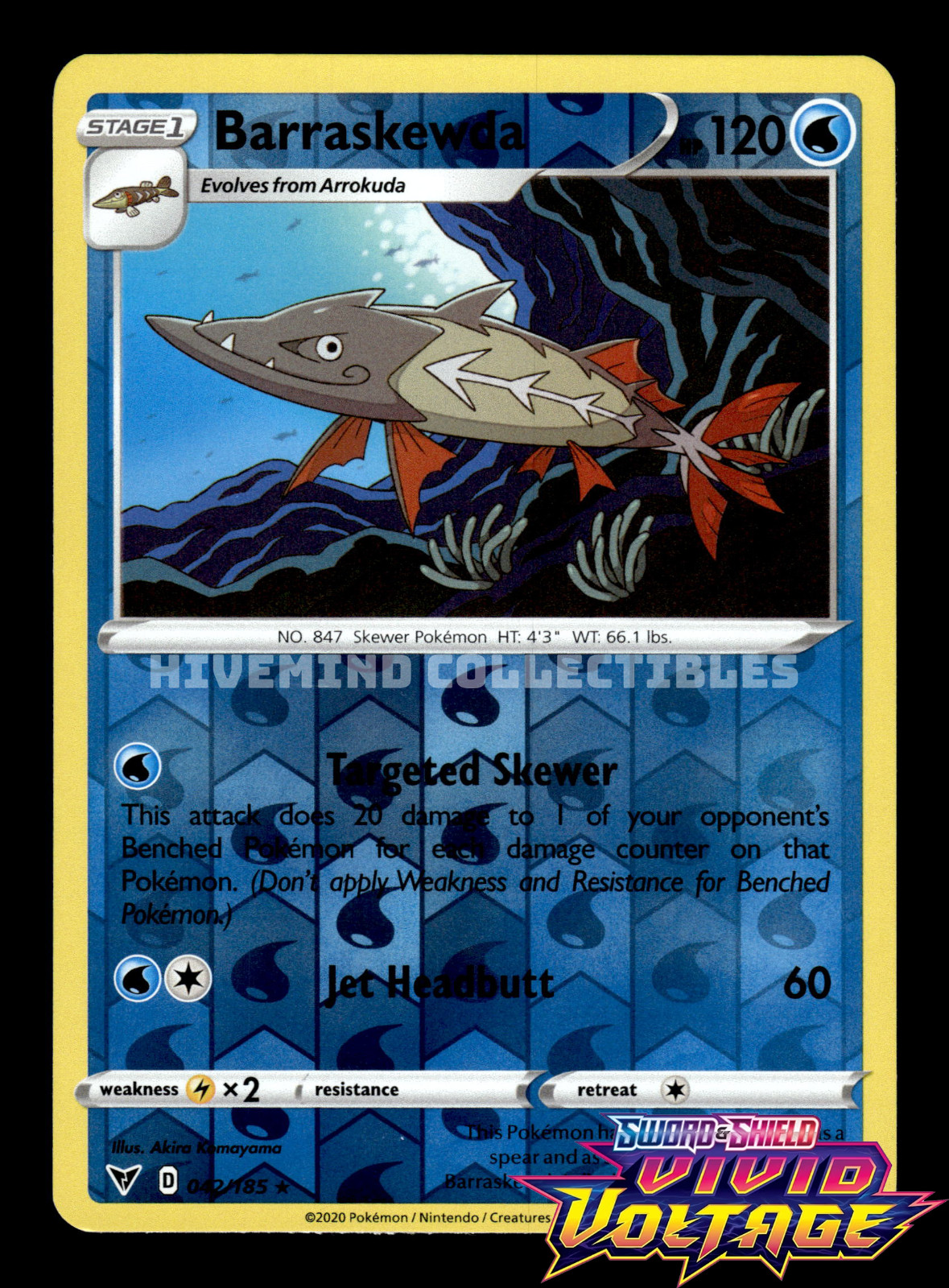 Barraskewda 042/185 Vivid Voltage Reverse Holo Pokemon Card