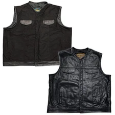 Lot of 2 Motorcycle Riding Vest - Vest Home & Daniel Smart Black Leather