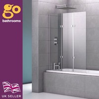 Jude Frameless Triple Bath Shower Screen 6mm Easy Clean Clear Safety Glass 120cm