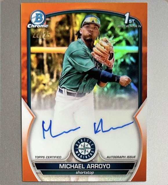 2023 Bowman Chrome Prospects Michael Arroyo Orange Refractor Auto #/25