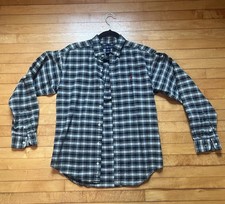 Ralph Lauren Boys Plaid Button-Down Oxford Shirt Green Blue White XL 18 -20
