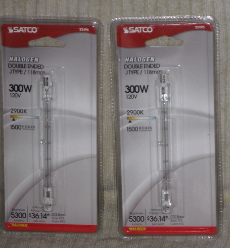 (2) Satco S3496 300W 118 mm R7S Base Double Ended J Type Bulbs NIP - Picture 1 of 4