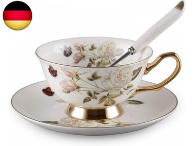 YBK Tech Tasse und Untertasse im Euro-Stil, feines Porzellan, Keramik, für Tee 