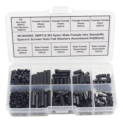 #ad 380PCS M2 Nylon Male Female Hex Standoffs Spacers Screws Nuts Flat Washers As... $17.21