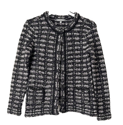 Laura Ashley schwarz lila Wolle Alpaka Strickjacke Knopfleiste Damengröße 8