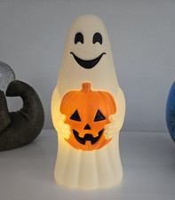 NEW 12" HALLOWEEN Blow Mold BATTERY LIGHT UP Friendly Ghost With Pumpkin DECOR