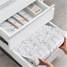 Drawer and Shelf Liner, Non-Slip Kitchen Cabinet 23.6"W x 354"L, Marble