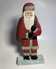 Old World Tall Santa Claus Figurine Christmas Folk Art 11 Carved Vintage Wooden